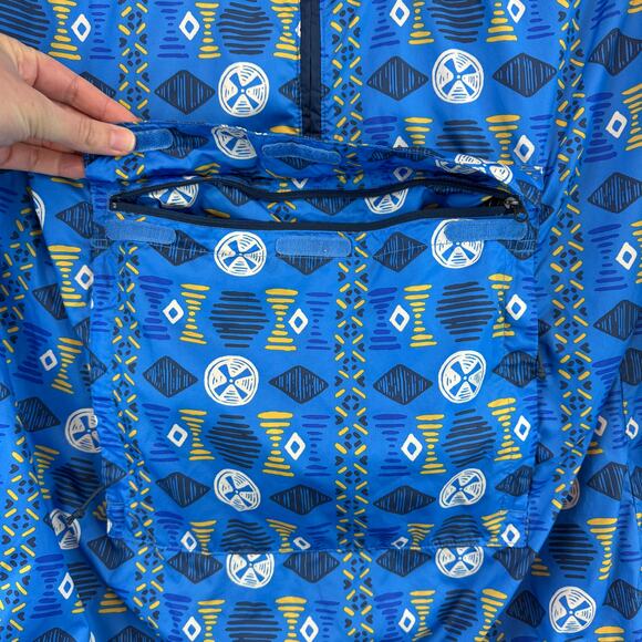 North Face Lake Blue Song Line Print Novelty Fanorak Windbreaker Size Large - Picture 7 of 16